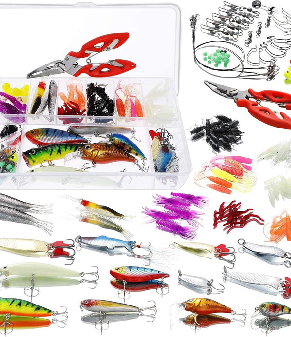 Homealexa Fishing Lures Sea Bass Set Mixed Tackle/Floating Fishing Lures Hook Fishing Accessories Kit Set with Storage Box, Metal Fishing Lures Spinner Baits Fish Treble Hooks - Rebx.co.uk