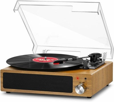 FYDEE Vinyl Record Player with Speakers Vintage Turntable