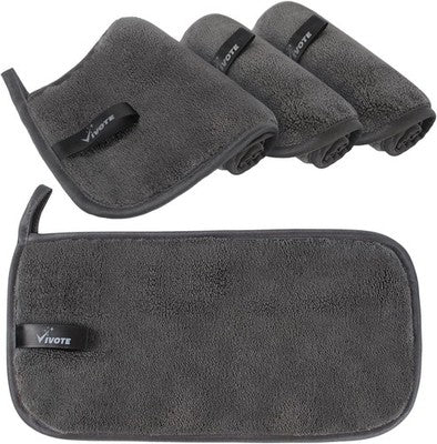 Vivote Reusable Makeup Remover Cloths 4-Pack 15X30cm ? Soft Microfibre Dark Grey