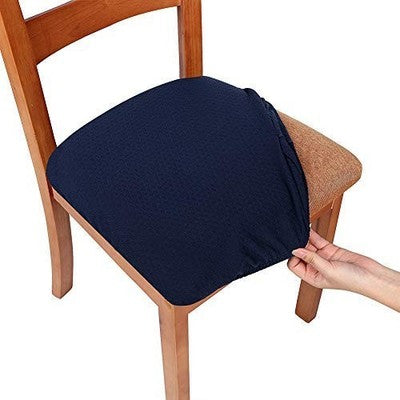 Homaxy Dining Chair Seat Covers Set of 4, Stretch Jacquard, Navy Blue