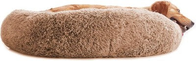 PETORREY Calming Dog Bed Round Donut Extra Large Fluffy Anti-Anxiety Brown
