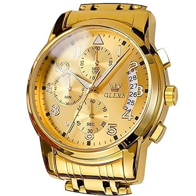 OLEVS Mens Chronograph Watch Stainless Steel Waterproof Quartz Business