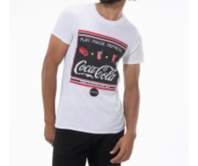 Coca Cola Start T-Shirt -White With Coca Cola Logo - Unisex - Small