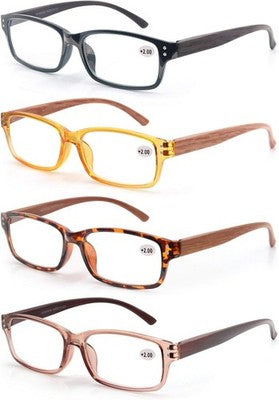Modfans Reading Glasses+1.00 For Men Women Wood Look Printed Frame Class 4 Pack