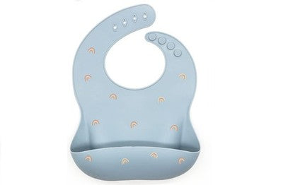 2 x Wriggle & Giggle Rainbow Silicone Bibs in Dusty Blue