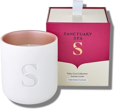 Sanctuary Spa Ruby Oud Candle - Sweet Amber & Oud Scented 260G
