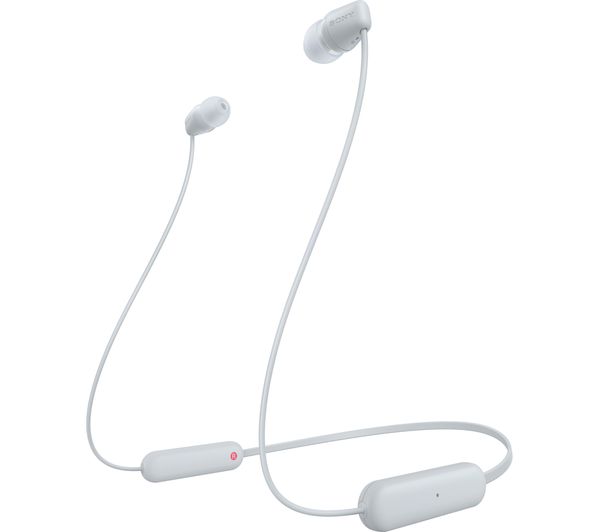 Sony WI-C100 Bluetooth Wireless In-Ear Headphones with Mic/Remote, White