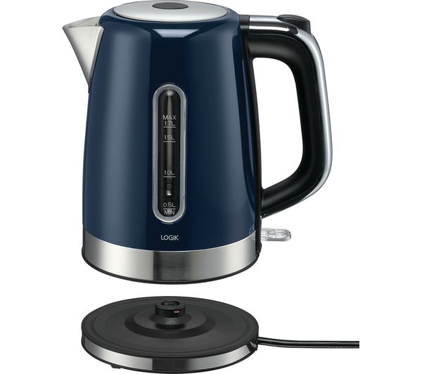 Logik L17SKBU21 Jug Kettle Black Fast Boil 1.7L 3kW 3000W - Blue - GOOD - Rebx.co.uk