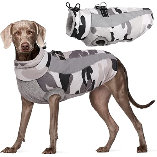 Kuoser Dog Winter Jacket, Waterproof Windproof Camo Fleece Vest