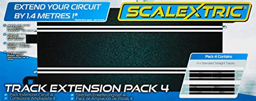 Scalextric C8526 Track Extension Pack 4, Straights 1:32 Scale Accessory, Black