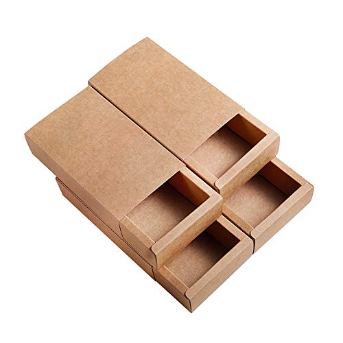 Benecreat 16-Pack Kraft Paper Drawer Boxes, Gift Wrap, Brown