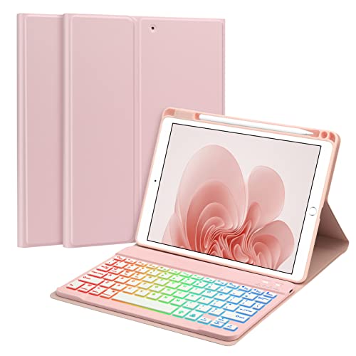 Gokoco iPad 10.2 Inch Backlit Keyboard Case, 8th Gen, 7th Gen, Pink