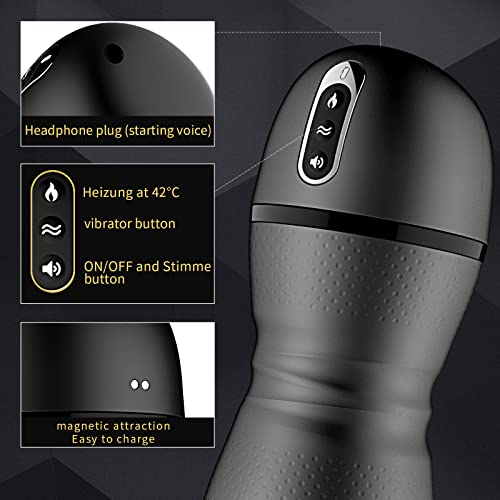 OEM1 Male Mastuabors Toys With 6 Vibration Modes And Heating Function, Black