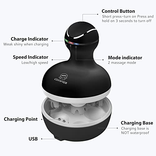 Comfier Electric Scalp Massager Waterproof Handheld Multi Mode Vibration - view 5