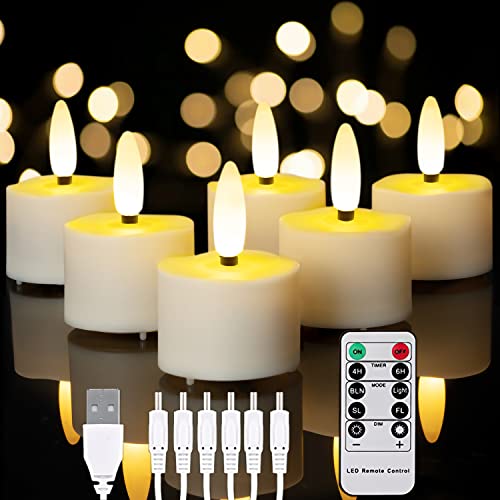 Homemory 6 Pack Rechargeable LED Tea Light Candles Remote Timer