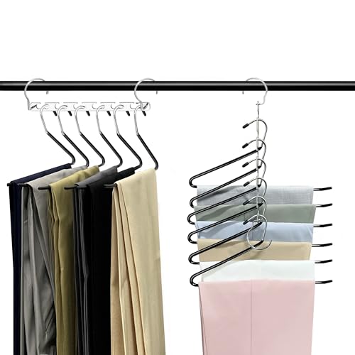 Trouser Hangers Idmax 12 Pack Metal Non Slip Space Saving Black - view 1