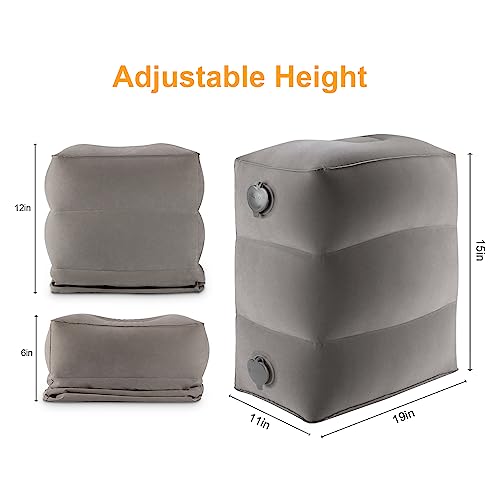 Inflatable Travel Foot Rest Kids Airplane Bed Leg Pillow Grey 2 Pack