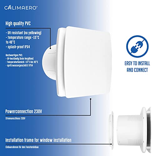 calimaero Breeze Bathroom Extractor Fan 6 in Timer Humidity 240m3/h White - view 3