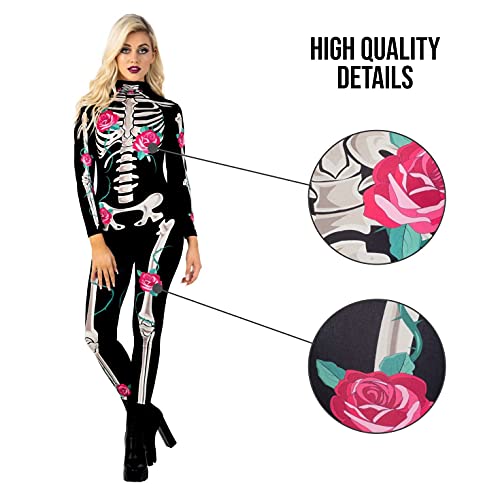 Morph Skeleton Bodysuit Costume for Women, Halloween, XL