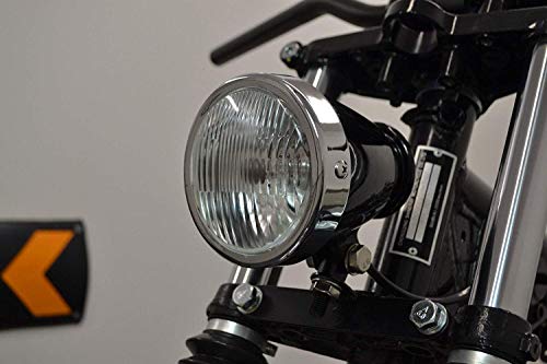 Alchemy Parts 4.5" Retro Motorcycle Headlight, Gloss Black, H4 55W