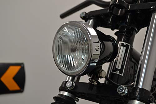 Alchemy Parts 4.5" Retro Motorcycle Headlight, Gloss Black, H4 55W