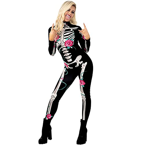 Morph Skeleton Bodysuit Costume for Women, Halloween, XL