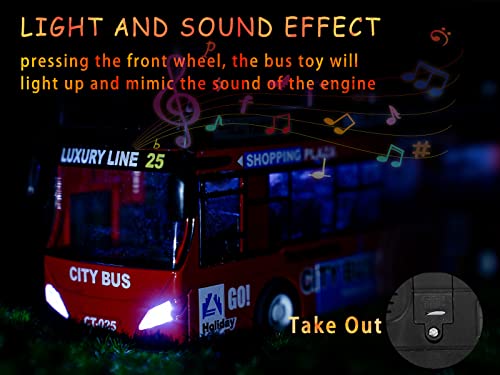 Crelloci London Double Decker Bus Toy 1:32 Scale Die Cast Red