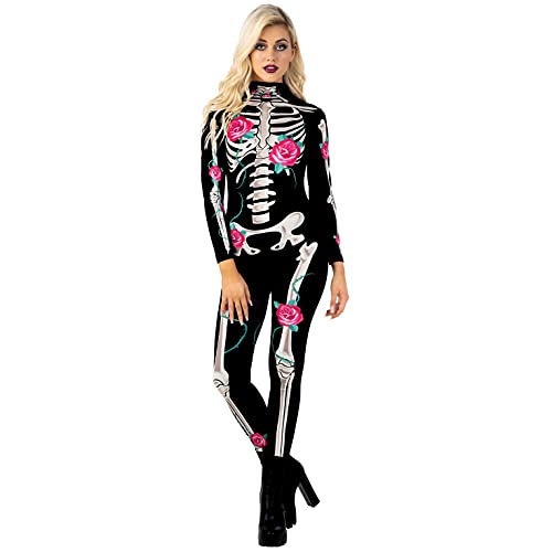 Morph Skeleton Bodysuit Costume for Women, Halloween, XL