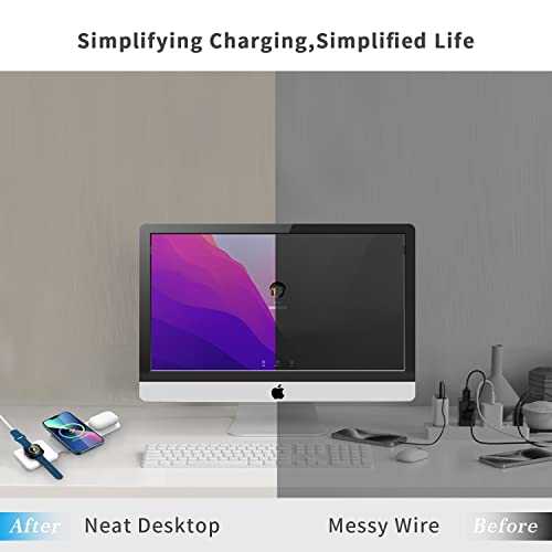 Peapolet 3 In 1 Wireless Charging Station, Foldable Portable Charger, White
