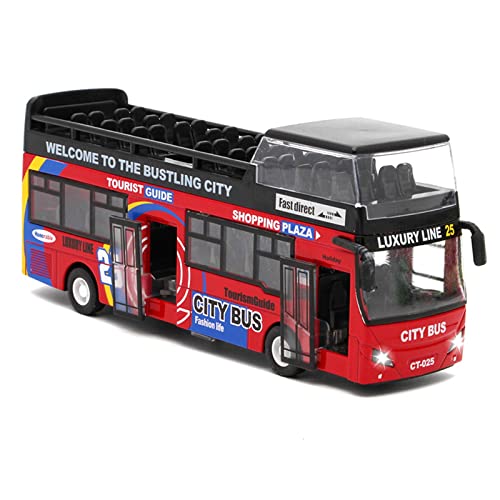 Crelloci London Double Decker Bus Toy 1:32 Scale Die Cast Red