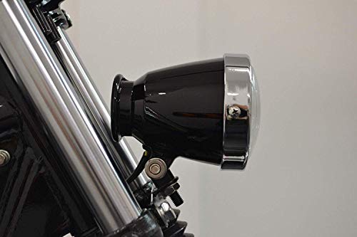 Alchemy Parts 4.5" Retro Motorcycle Headlight, Gloss Black, H4 55W