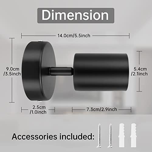 Dehobo Wall Light Spotlight Indoor In Matt Black Adjustable, 6W, 2 Pack