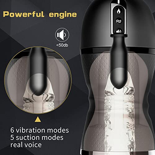 OEM1 Male Mastuabors Toys With 6 Vibration Modes And Heating Function, Black