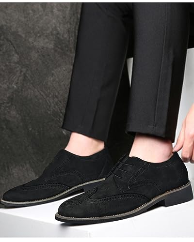 Mens Suede Brogues Formal Oxford Lace Up Leather Wedding Size 9 - view 3