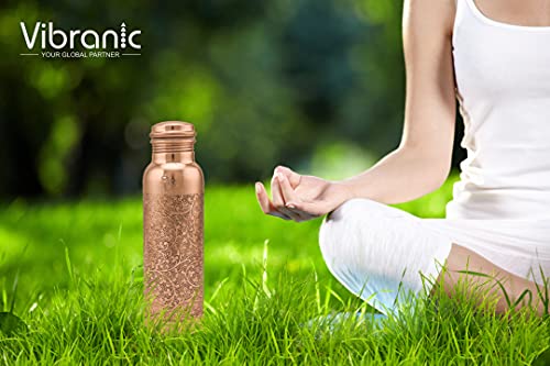 Vibranics Aquatic Copper Water Bottle 1L Ayurvedic Vessel Dark Embossed - view 7