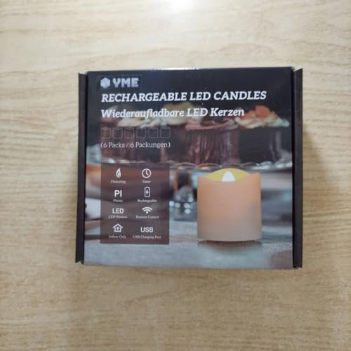 Yme Rechargeable Tea Lights 6 Pcs LED Flameless Votive Candles with Remote - view 6