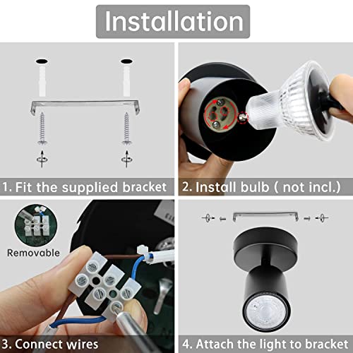 Dehobo Wall Light Spotlight Indoor In Matt Black Adjustable, 6W, 2 Pack