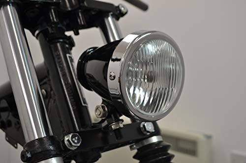 Alchemy Parts 4.5" Retro Motorcycle Headlight, Gloss Black, H4 55W