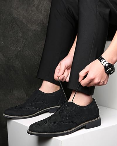 Mens Suede Brogues Formal Oxford Lace Up Leather Wedding Size 9 - view 2