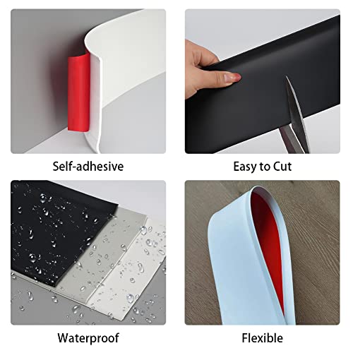 PVC Skirting Board Trim Self Adhesive Flexible 5m x 10cm Peel and Stick White - view 4