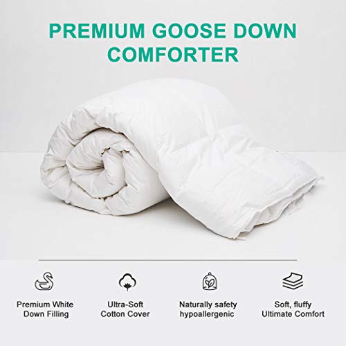 APSMILE Single Duvet 10.5 Tog, Goose Feather Down, 400TC Cotton