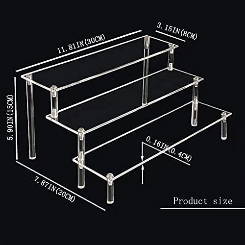 Acrylic Riser Display Stand 3 Tier Clear Shelf Figures Perfume 3 Packs - view 2