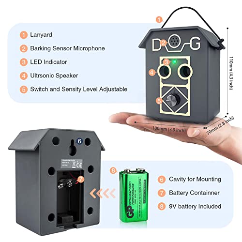 Ultrasonic Anti Barking Device 55ft 3 Sensitivity Dog Bark Deterrent