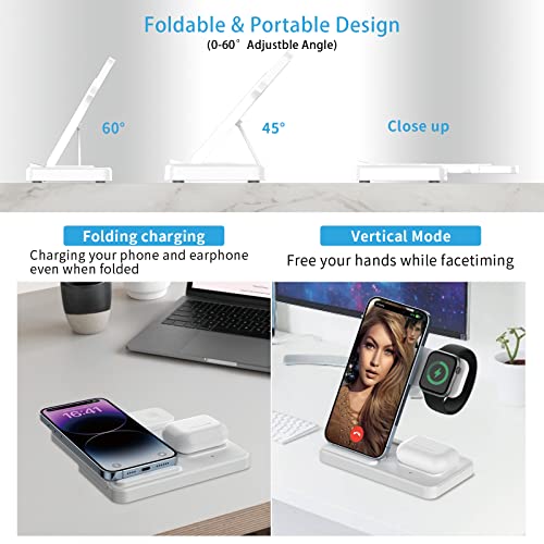 Wireless Charger, Pugo Top 3 In 1 15W Fast Charging Station, 13, 12, White