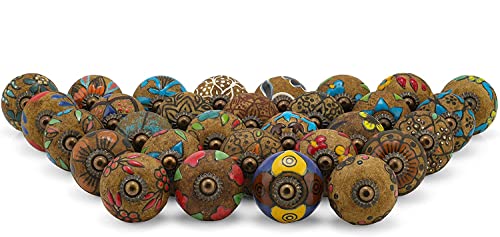 Cabinet Knobs 30 Pack Ceramic Multi Colour Rustic Vintage Cupboard Drawer - view 1