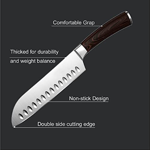 Enfmay Kitchen Knife Set, German High Carbon Steel, Chef & Santoku Knife, 2pc