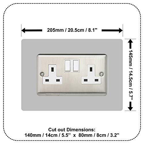 Ewolds 5x Double Socket Surround, Acrylic Back Panel Or Plate, Protect, Grey