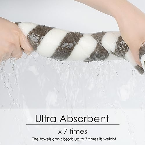 Vivote 2Pcs Microfibre Bath Towel, Super Soft Fluffy Striped, 80x152cm, Grey