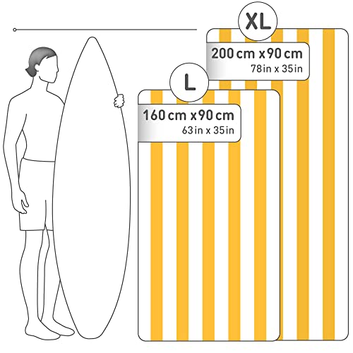 Beach Towel, Large Microfibre Towel, Lightweight, 200x90cm, White