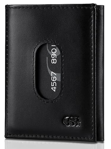 Gsg Mens Wallets Slim Rifd Blocking With 6 Card Slots Up To 12 Cards, Black